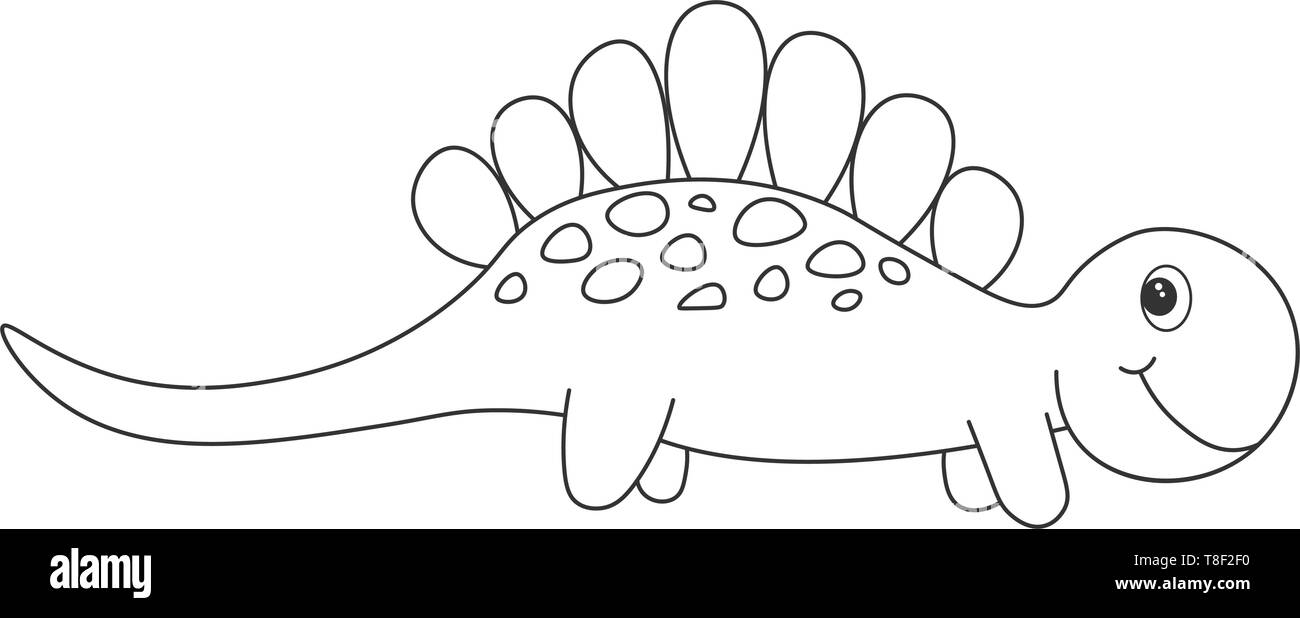 Kontur von dinosaurus Stegosaurus, die als Farbstoff verwendet werden können. Auf weissem Hintergrund. Vector Illustration. Stock Vektor