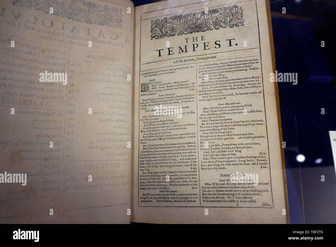 "Mr. William Shakespeares Komödien, Geschichten und Tragödien' in London gedruckt, 1623 Stockfoto