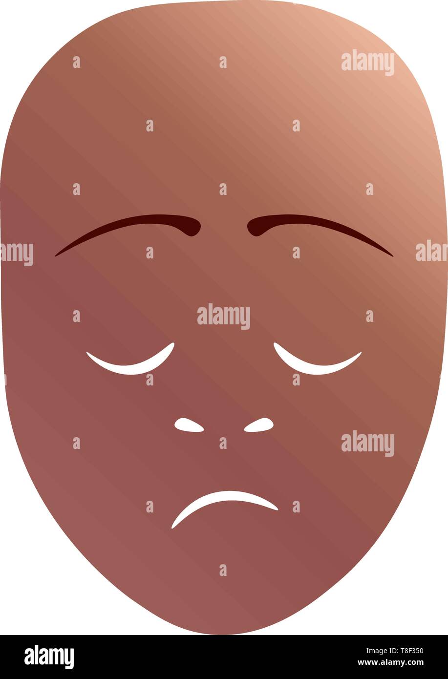 Theater Maske mit trostlosen Emotion. Vector Illustration. Bronze Maske mit Farbverlauf auf weißem Hintergrund. Stock Vektor