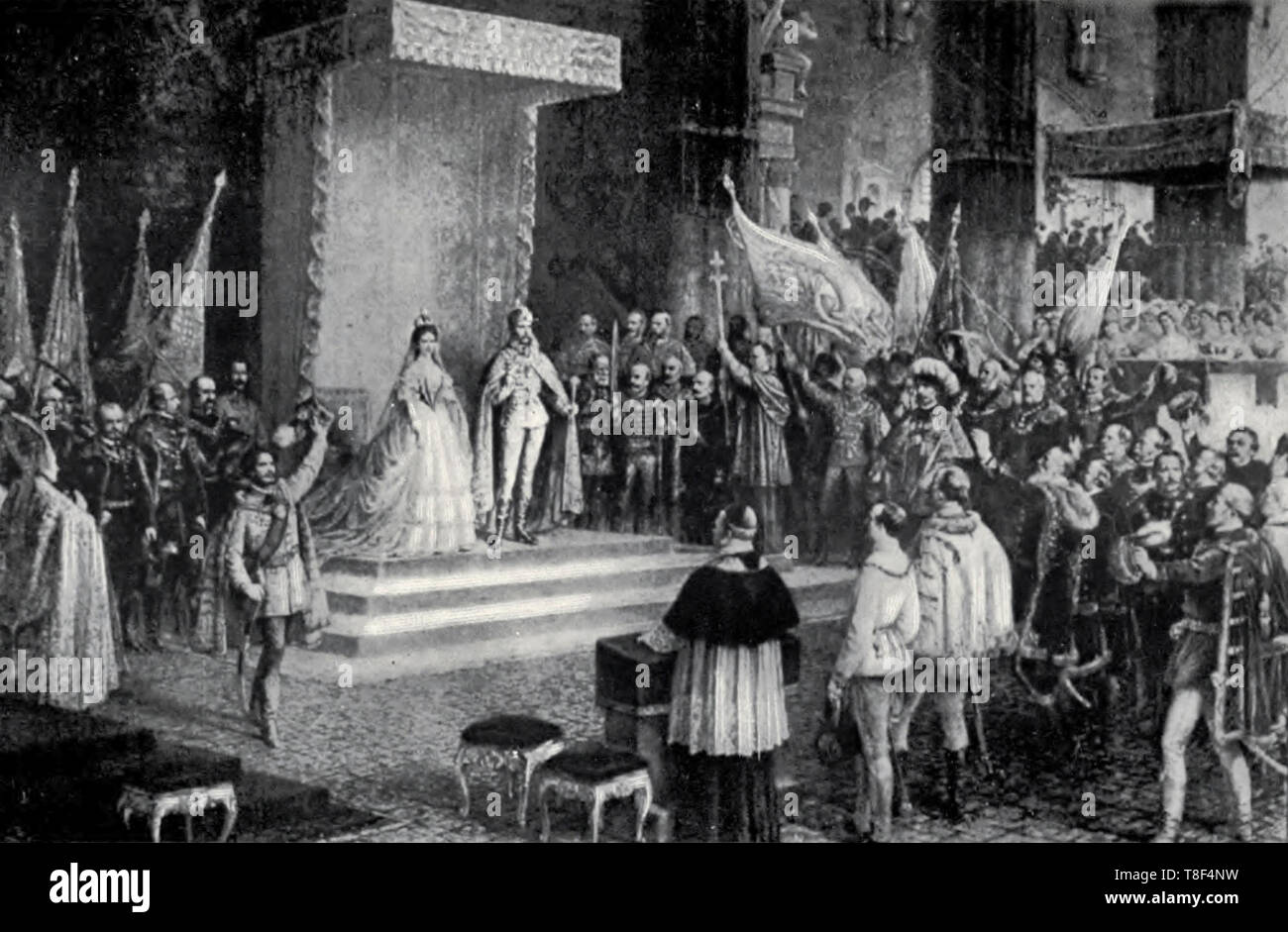 Die Krönung von Kaiser Franz Joseph I. und der Kaiserin Elisabeth als König und Königin von Ungarn in Buda, 8. Juni 1867 Stockfoto