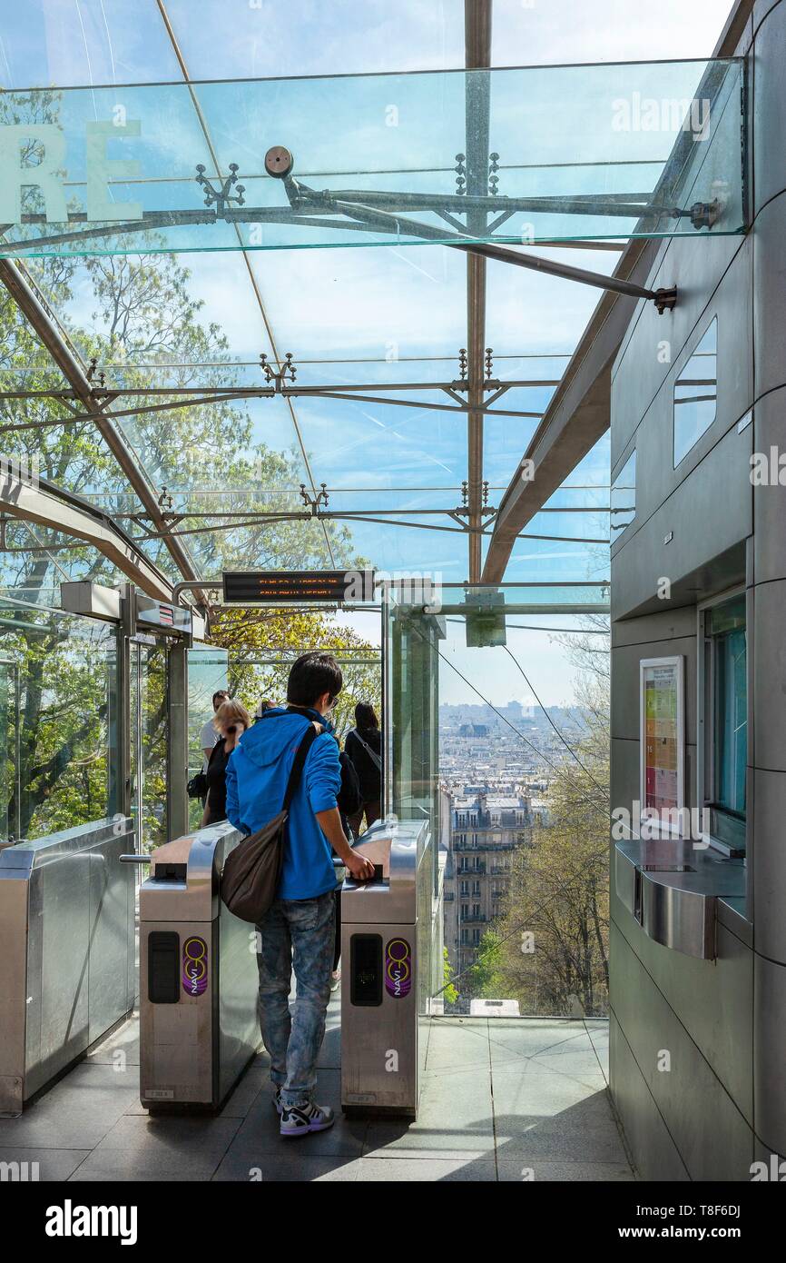 Frankreich, Paris, 18. Bezirk, der Standseilbahn von Montmartre Stockfoto