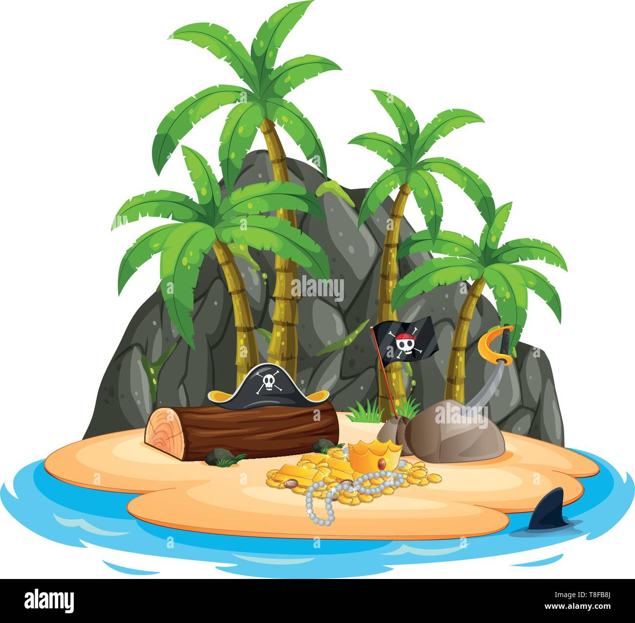 Eine isolierte Pirateninsel Abbildung Stock-Vektorgrafik - Alamy