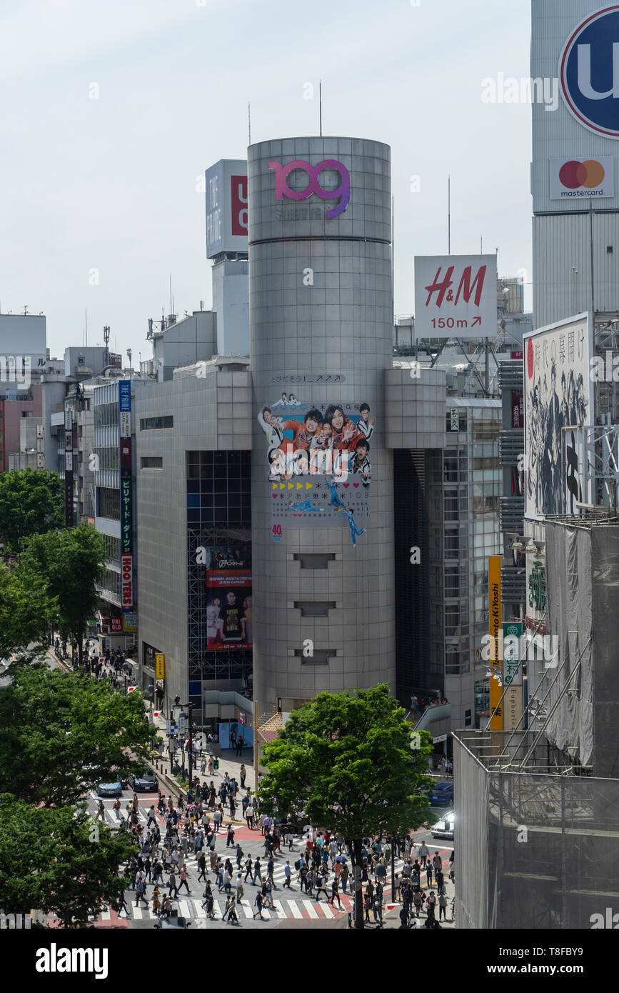 Shibuya 109 Gebäude, Shibuya-Ku, Tokio, Japan. Logo Design wurde von April 28th, 2019 zu merken 40 Jahre geändert. Stockfoto