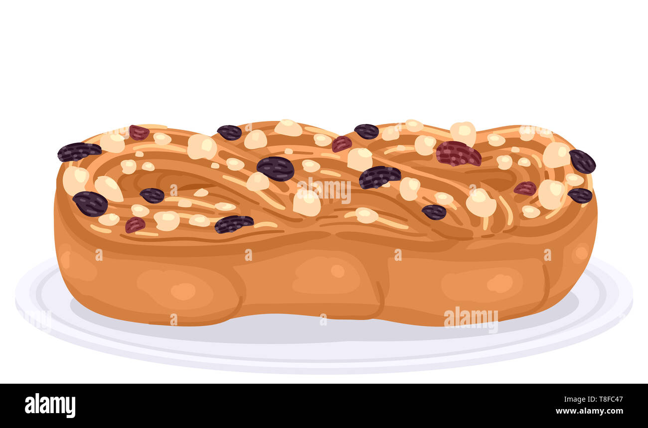 Abbildung eines jüdischen Babka auf Platte Stockfoto
