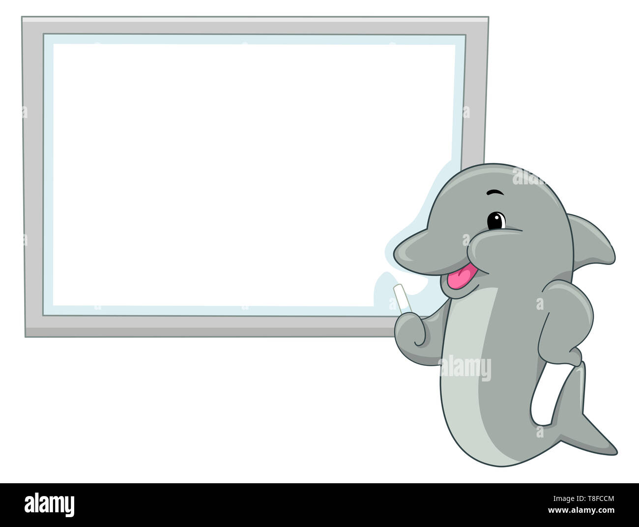 Abbildung: ein Delphin mit leeres Whiteboard und Lehre Stockfoto