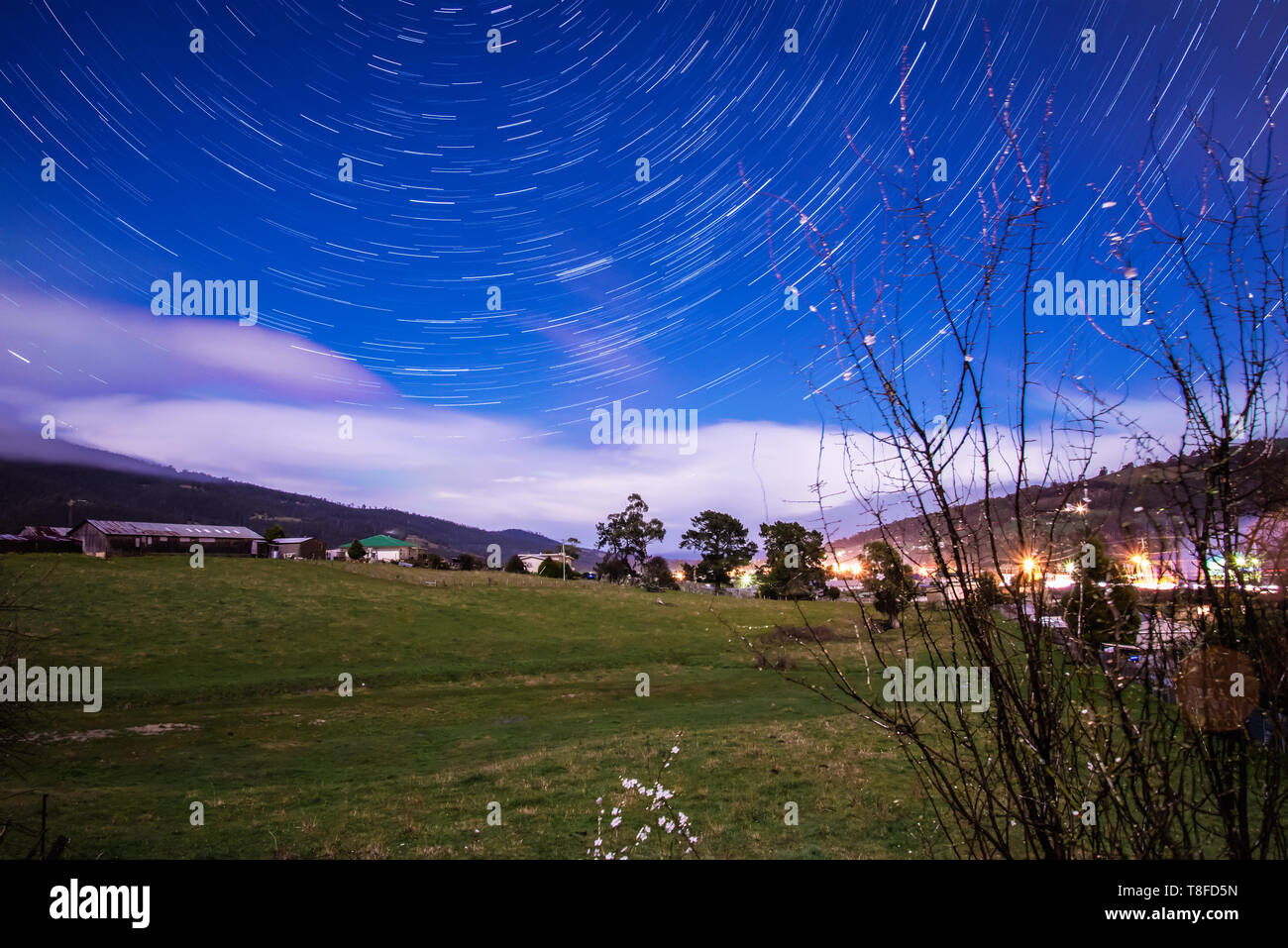 Paddocks in Huonville, Tasmanien Stockfoto