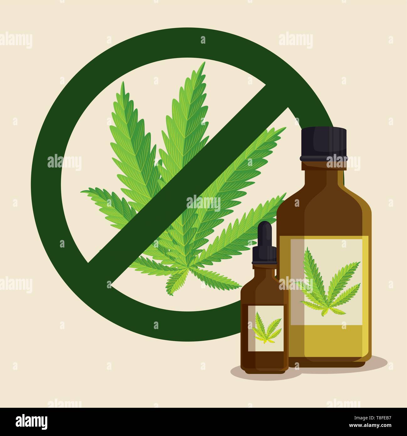 Cannabis natur Medizin Anlage und Öl, die bei der Flaschen verboten  Stock-Vektorgrafik - Alamy