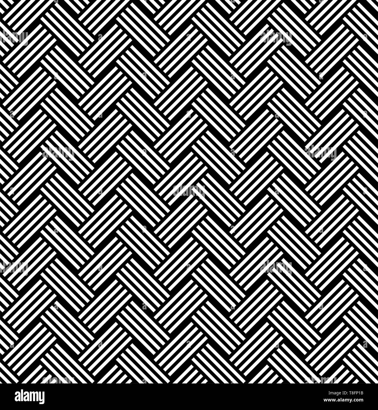 Nahtlose Muster von schwarz weiss diagonal gestreiften lineare Zöpfe. Geometrische gestreifte ornament Hintergrund. Drucken Karte, Tuch, Bekleidung, Hemden, Socken, Sho Stock Vektor