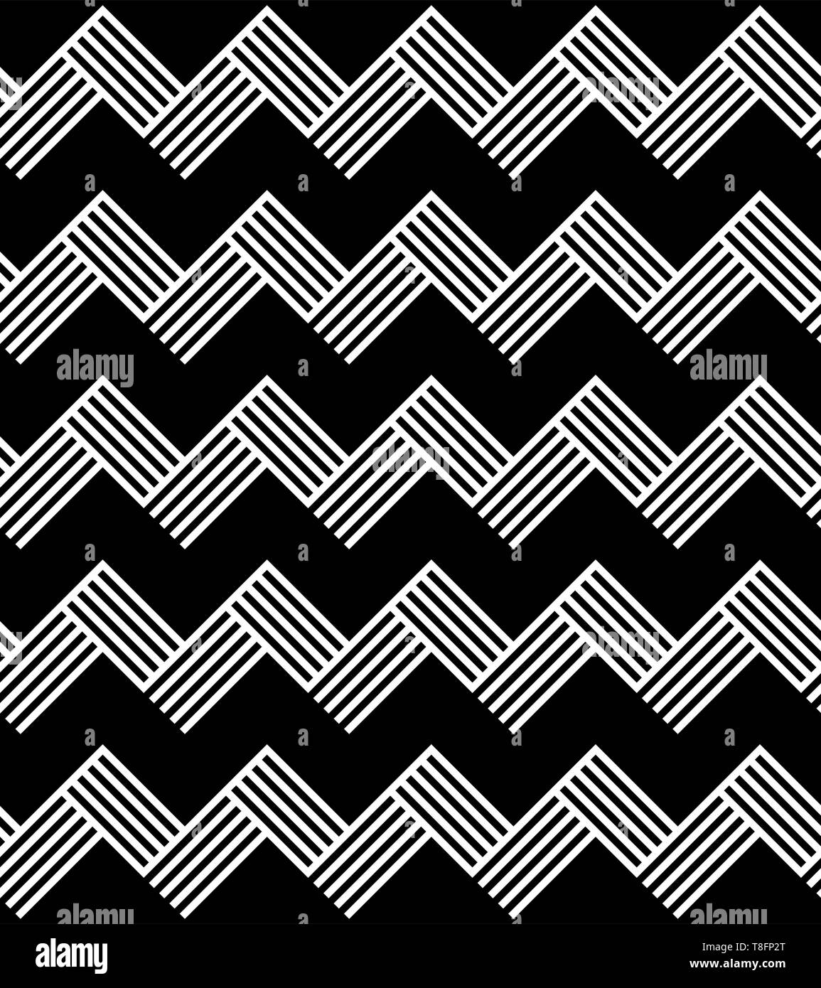Nahtlose Muster von schwarz weiss diagonal gestreiften lineare Zöpfe. Geometrische gestreifte ornament Hintergrund. Drucken Karte, Tuch, Bekleidung, Hemden, Socken, Sho Stock Vektor