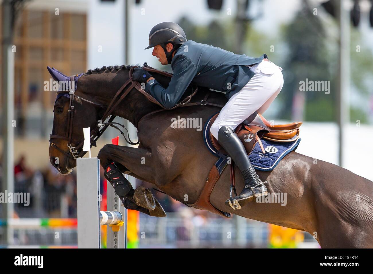 Sieger. Gregory Wathelot reiten MJT Nevados S. BEL. Pearl Stakes. CSI5*. Springen. Royal Windsor Horse Show. Windsor. Berkshire. Vereinigtes Königreich. GBR. 09.05.2019. Stockfoto