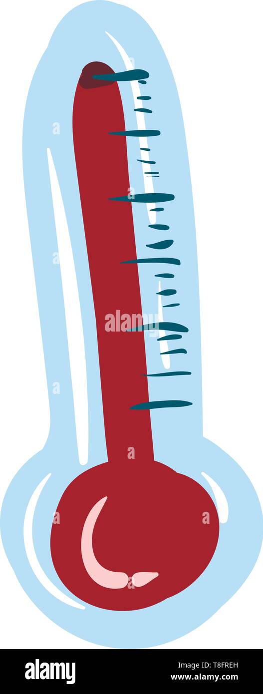 Ein Thermometer mit Graduierung, die Quecksilber enthalten, in einer Glühlampe die Temperatur des Körpers, Vector, Farbe, Zeichnung oder Abbildung zu messen. Stock Vektor