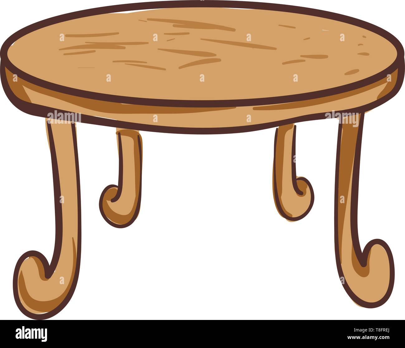 Einem Holztisch mit Shaker style Beine, die die klassischen Look und die Tischplatte Elemente anzuzeigen oder Erfrischungen servieren und die Mahlzeit als f genießen Stock Vektor