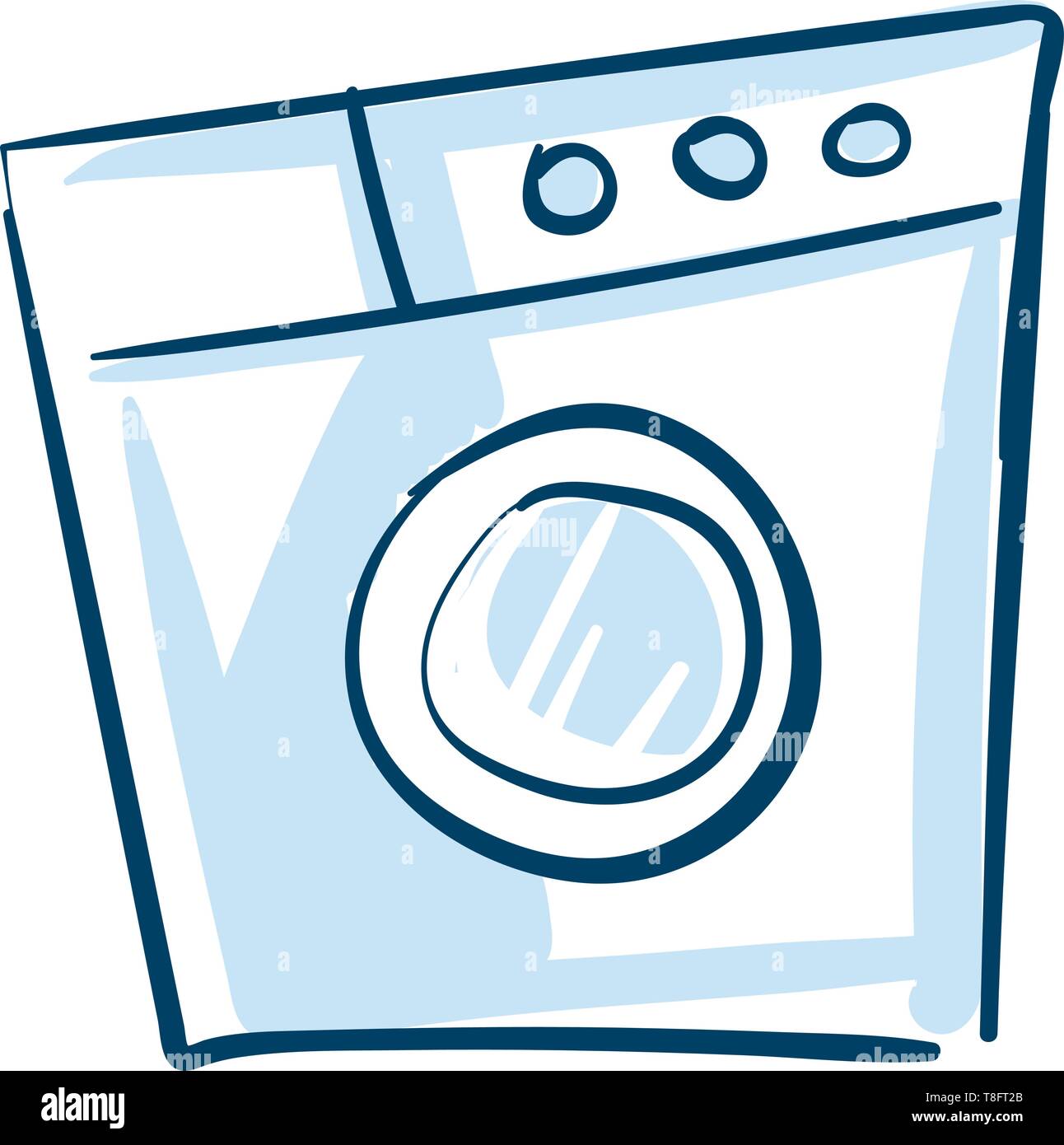 Waschmaschine, einen Haushalt elektronische Geräte mit speziellen Waschprogramme und ein Knopf zum Wäsche Waschen und Trocknen mit einem problemlosen waschen Leistung, Stock Vektor