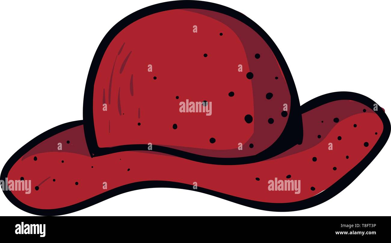 Eine Dame rot Sommer Hut mit eye-eingängigen schwarzer Fleck Designs perfekt für Outdoor Abenteuer, urlaub Outfits und ausreichenden Sonnenschutz, Vector, Farbe Stock Vektor