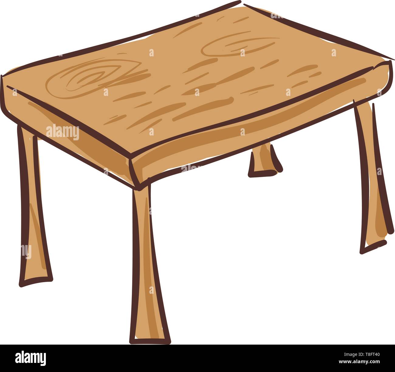 Einem Holztisch mit Shaker style Beine, die die klassischen Look und die Tischplatte Elemente anzuzeigen oder Erfrischungen servieren und die Mahlzeit als f genießen Stock Vektor