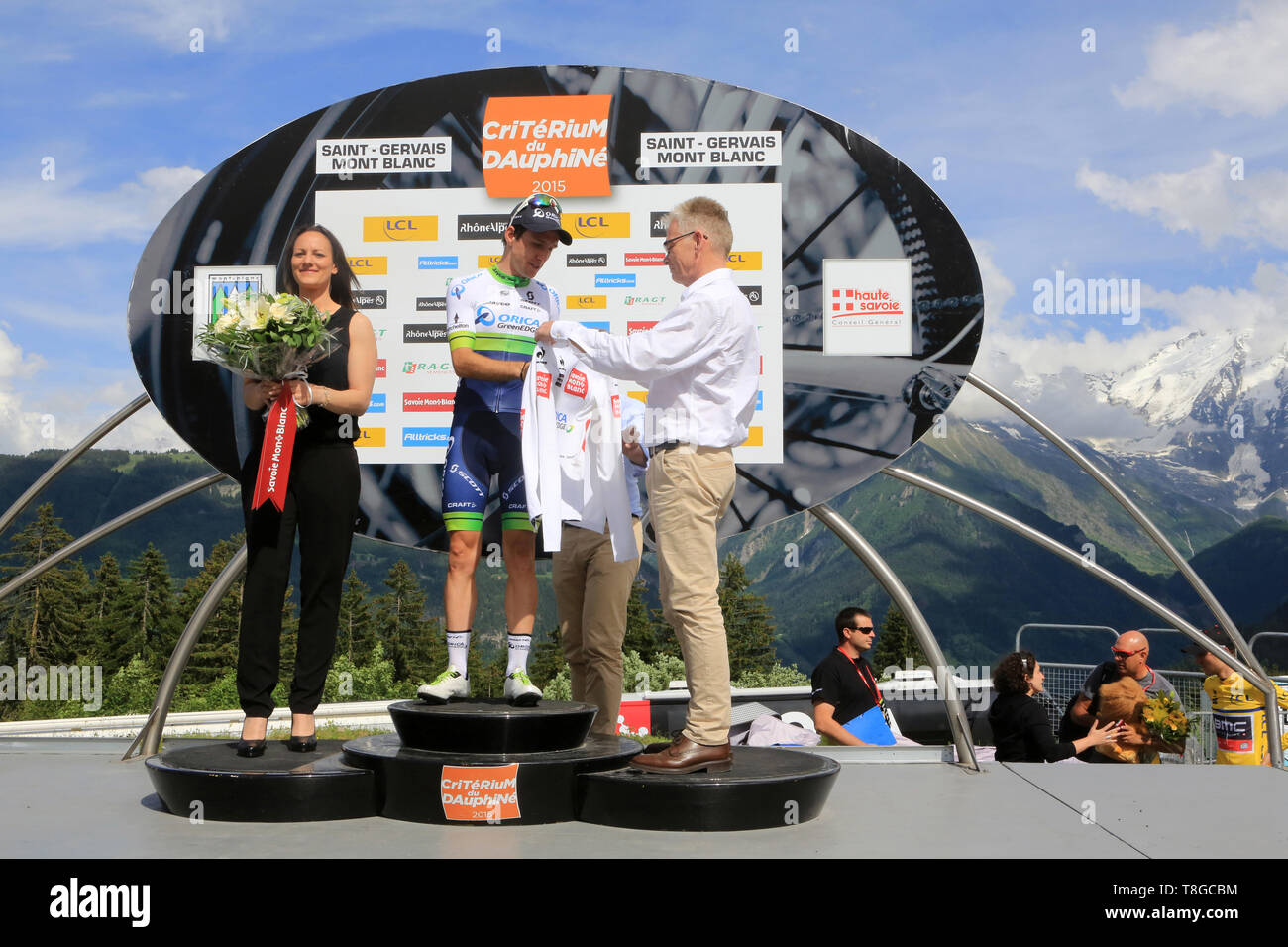 Adam Yates. Le Critérium du Dauphiné. 2015. Le Bettex. Saint-Gervais-les-Bains. Stockfoto