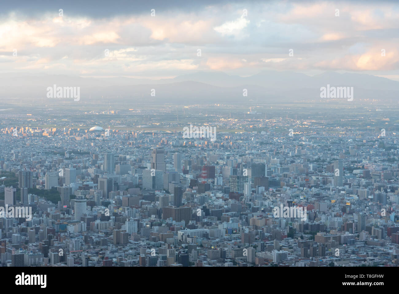 Sapporo City Skyline Blick vom Berg Moiwa. Sapporo, Hokkaido, Japan Stockfoto