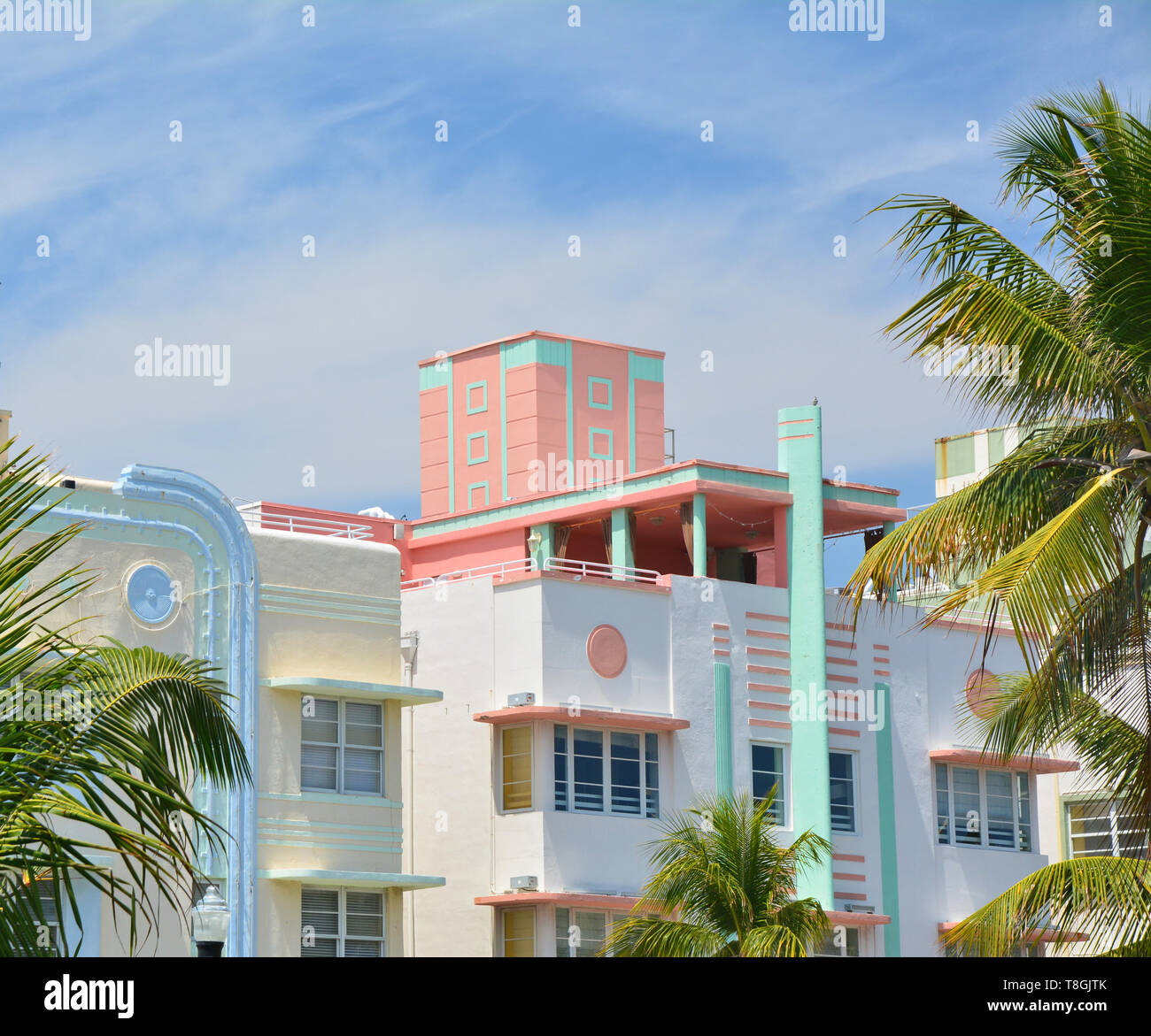 Art déco-Architektur in Miami Beach, South Beach Stockfoto