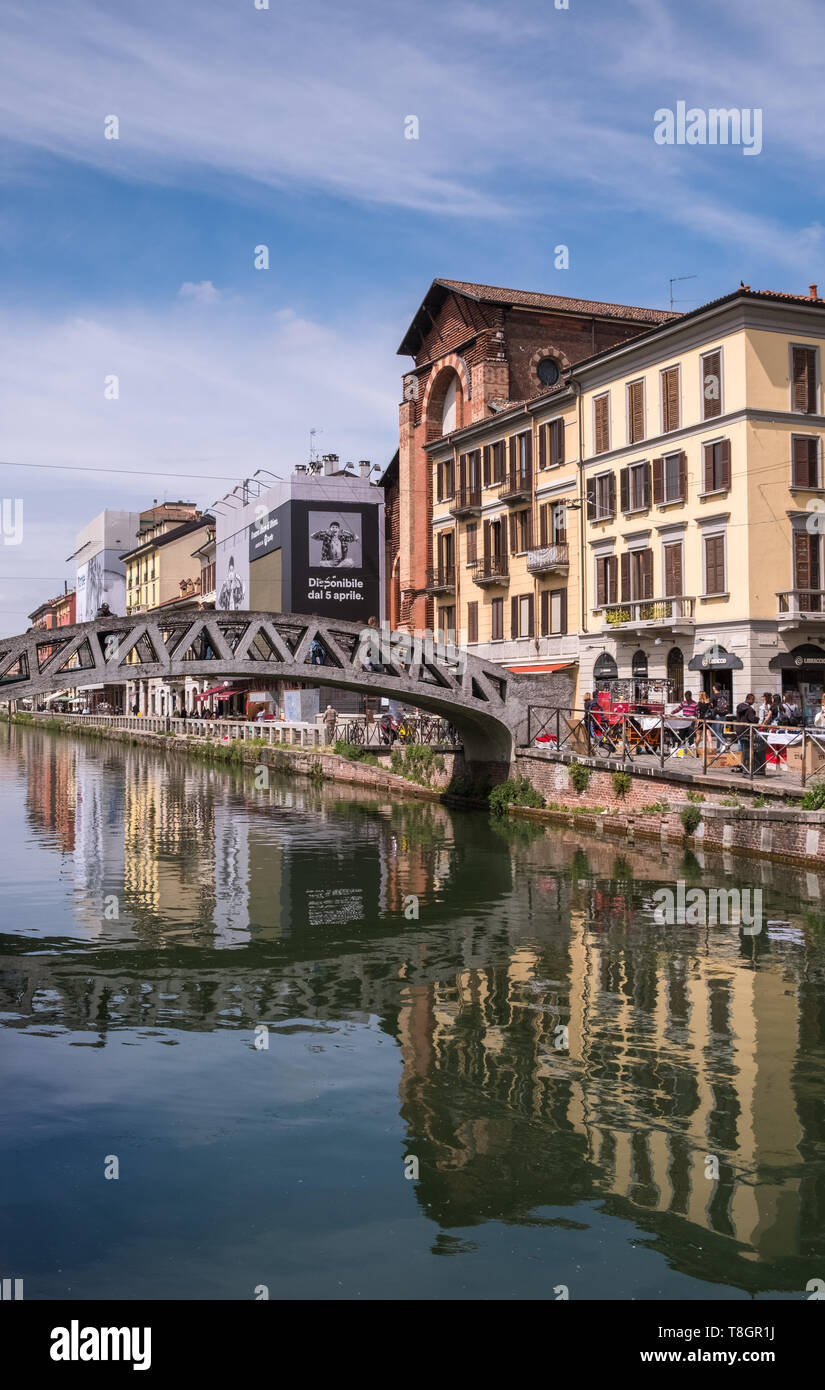 Kanal Navigli Region, Mailand, Lombardei, Italien. Stockfoto