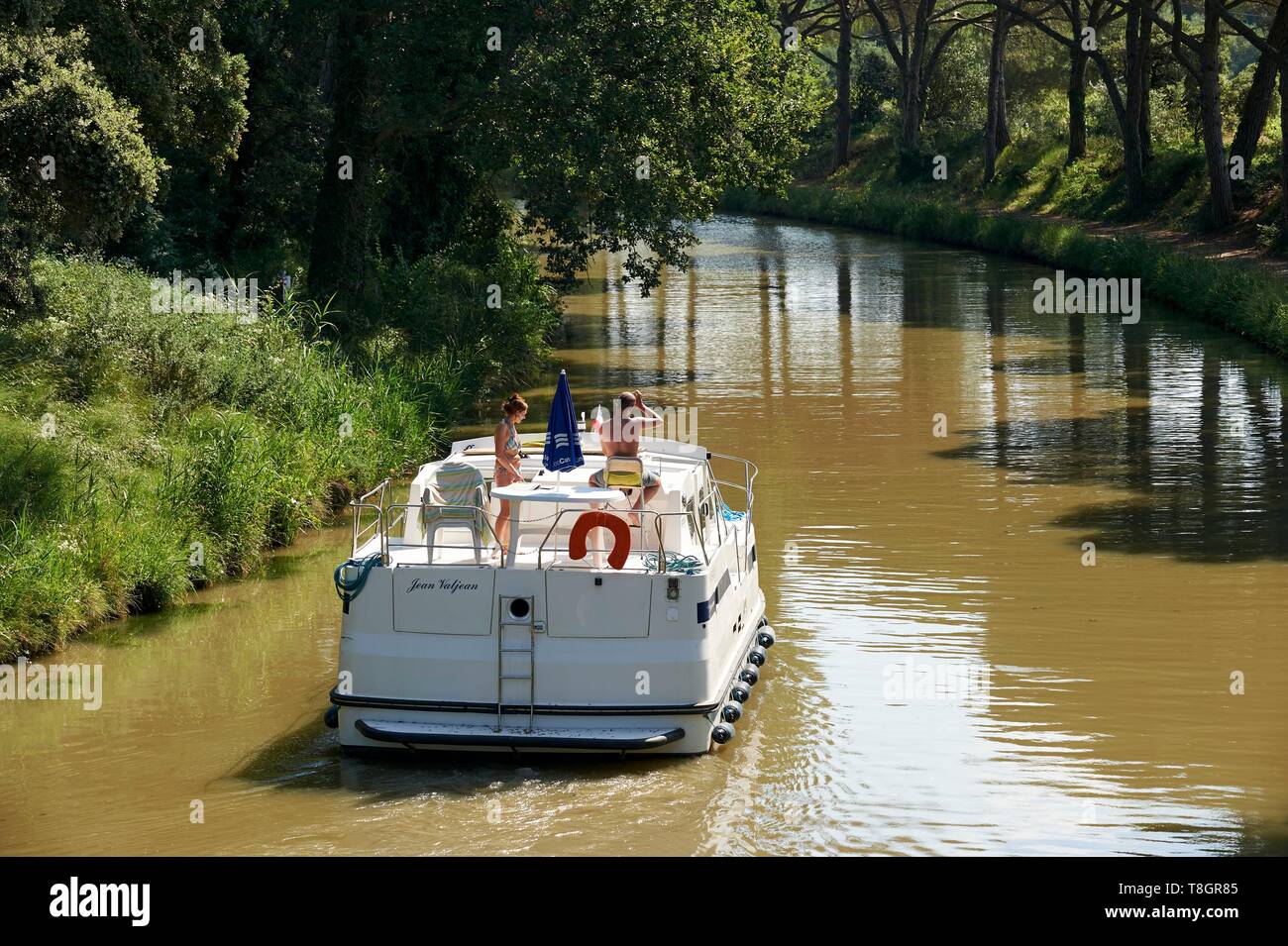 Frankreich, Aude, Canal du Midi, als Weltkulturerbe von der UNESCO, Marina in Port de la Robine Stockfoto