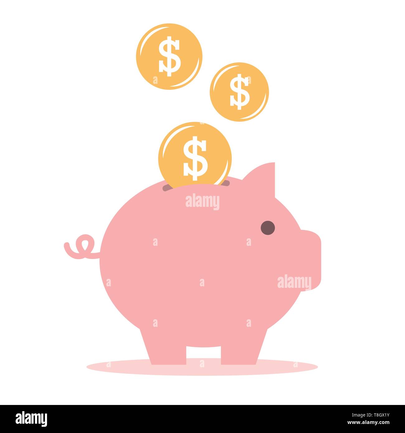Sparschwein mit Dollar einfache Grafik auf weißem Hintergrund Vektor-illustration EPS 10 isoliert Stock Vektor