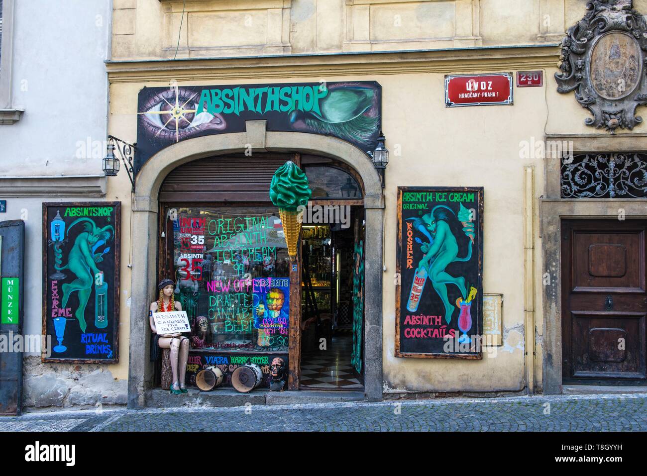 Tschechische Republik, Praha, als Weltkulturerbe von der UNESCO, Hradschin, Absinthshop Stockfoto