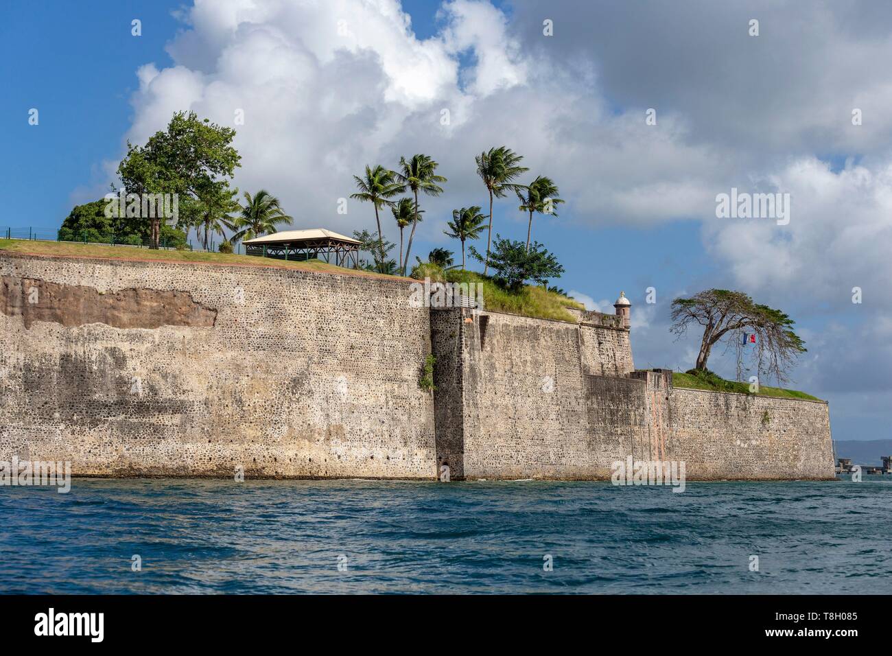 Martinique, Fort de France, Fort Saint Louis anzeigen, Vauban Art militärische Festung, Basis der Französischen Marine in Westindien Stockfoto
