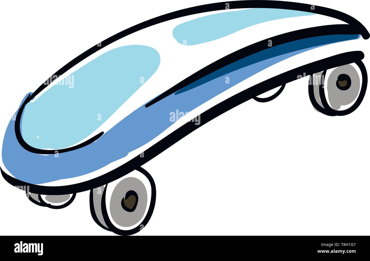 Skateboard Hand gezeichnet Design, Illustration, Vektor auf weißem Hintergrund. Stock Vektor