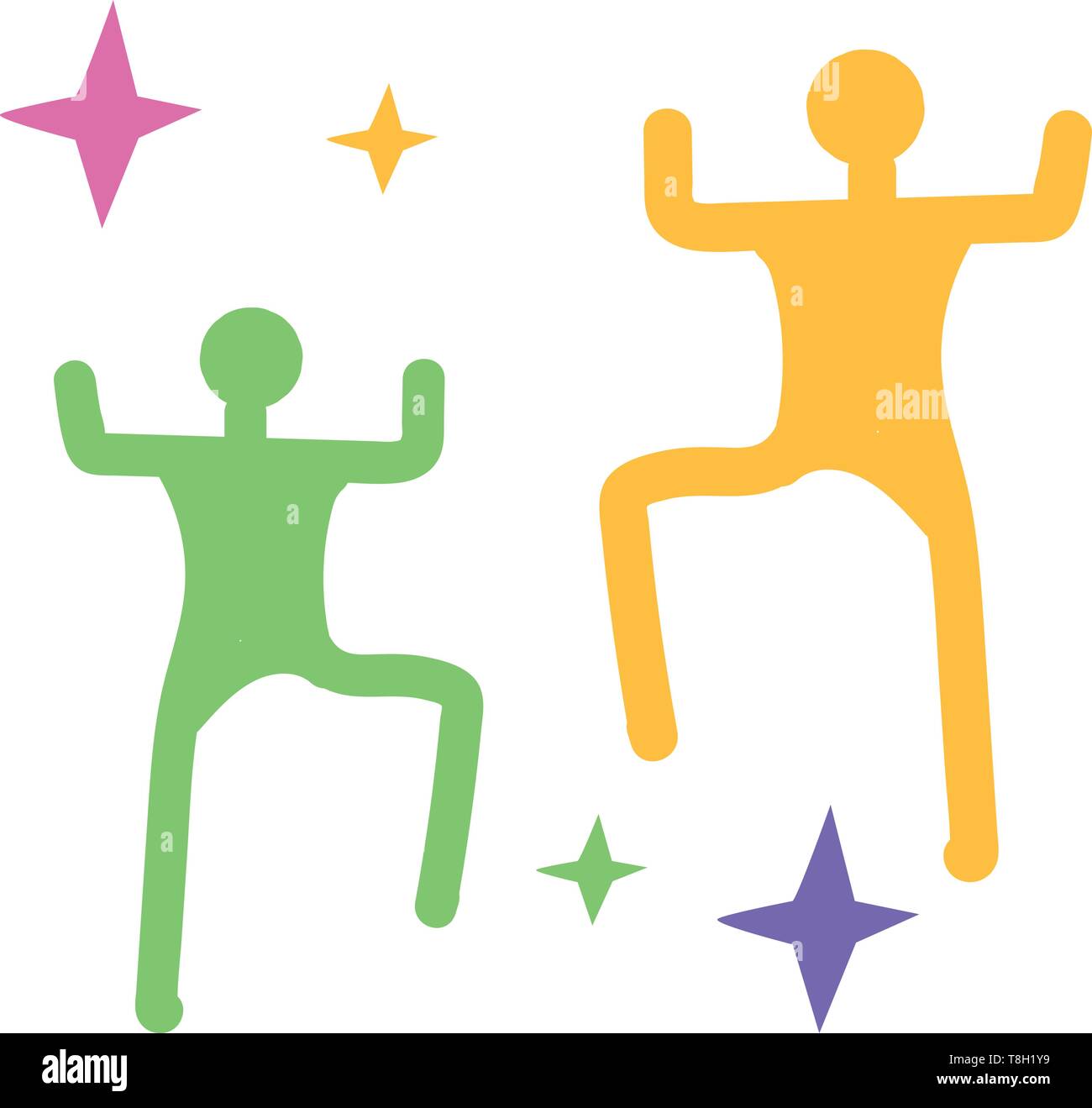 Mann slhouette tanzen Hand gezeichnet Design, Illustration, Vektor auf weißem Hintergrund. Stock Vektor