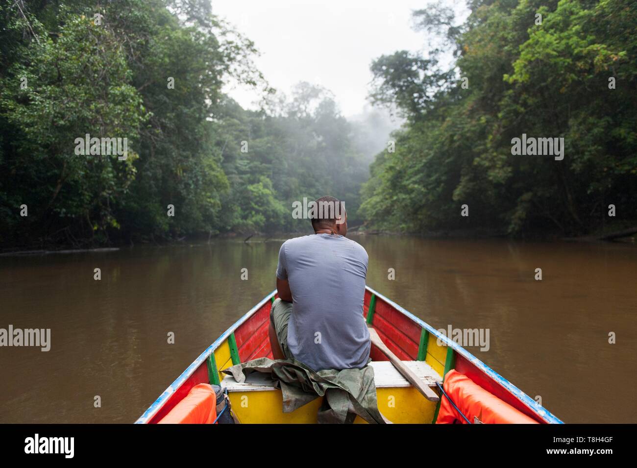 Frankreich, Französisch Guayana, in der Nähe von Kakao, Fluss Comte, kleine Bootsfahrt Stockfoto