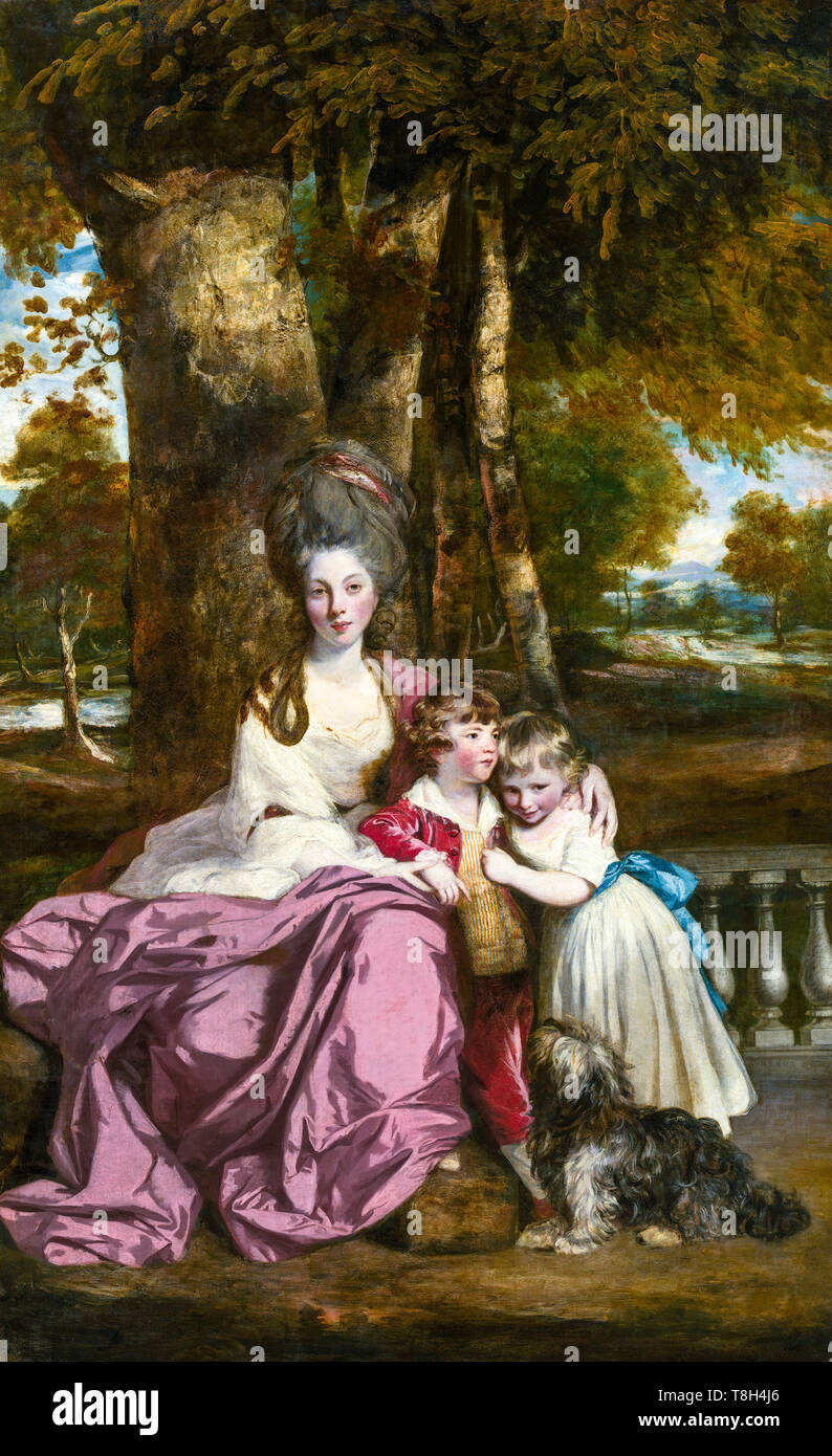 Sir Joshua Reynolds, Lady Elizabeth Delmé und Ihre Kinder, Portrait Malerei, C. 1777 Stockfoto