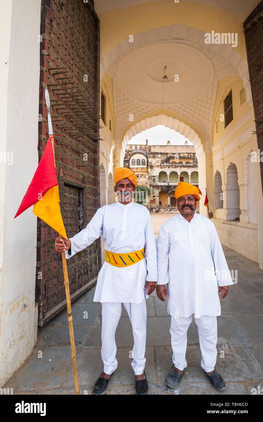 Indien, Rajasthan, Shekhawati Region, Mandawa, Mandawa Castle Hotel Stockfoto