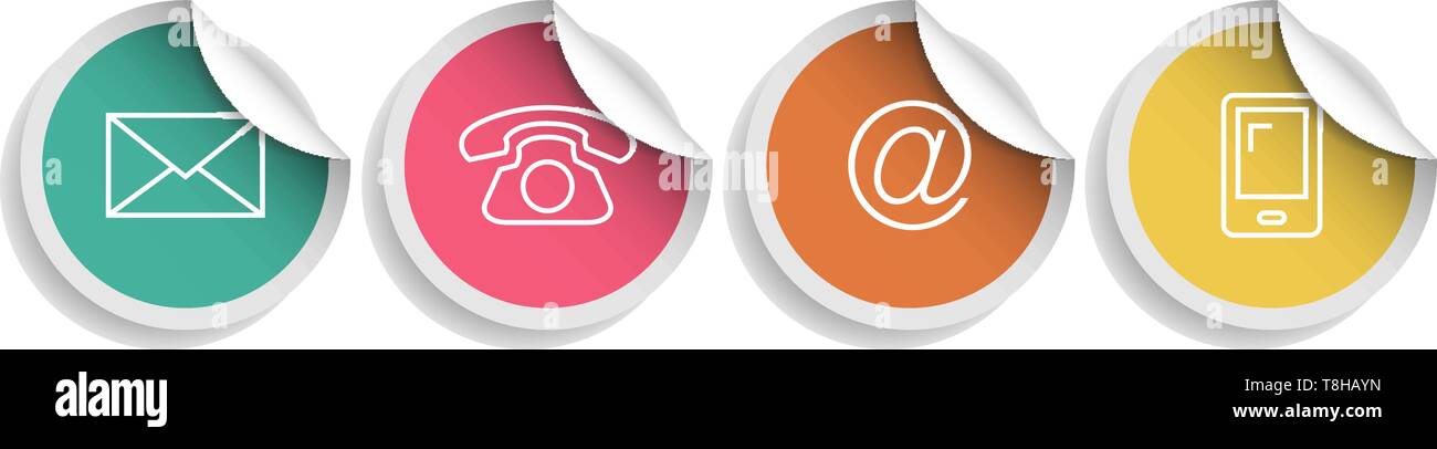 Kontakt Vector Icons Knöpfe bunte Stock Vektor