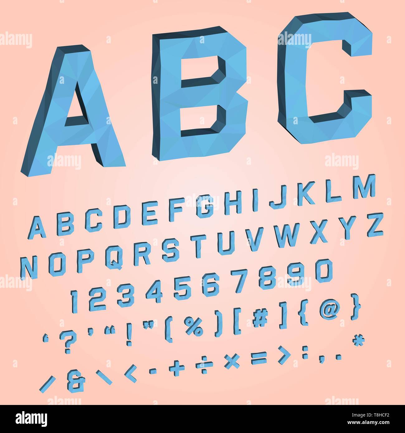 3D-Geometrie Font mit Papier origami Effekt, weil der polygonale Dreieck Formen und abstrakte Design Stock Vektor