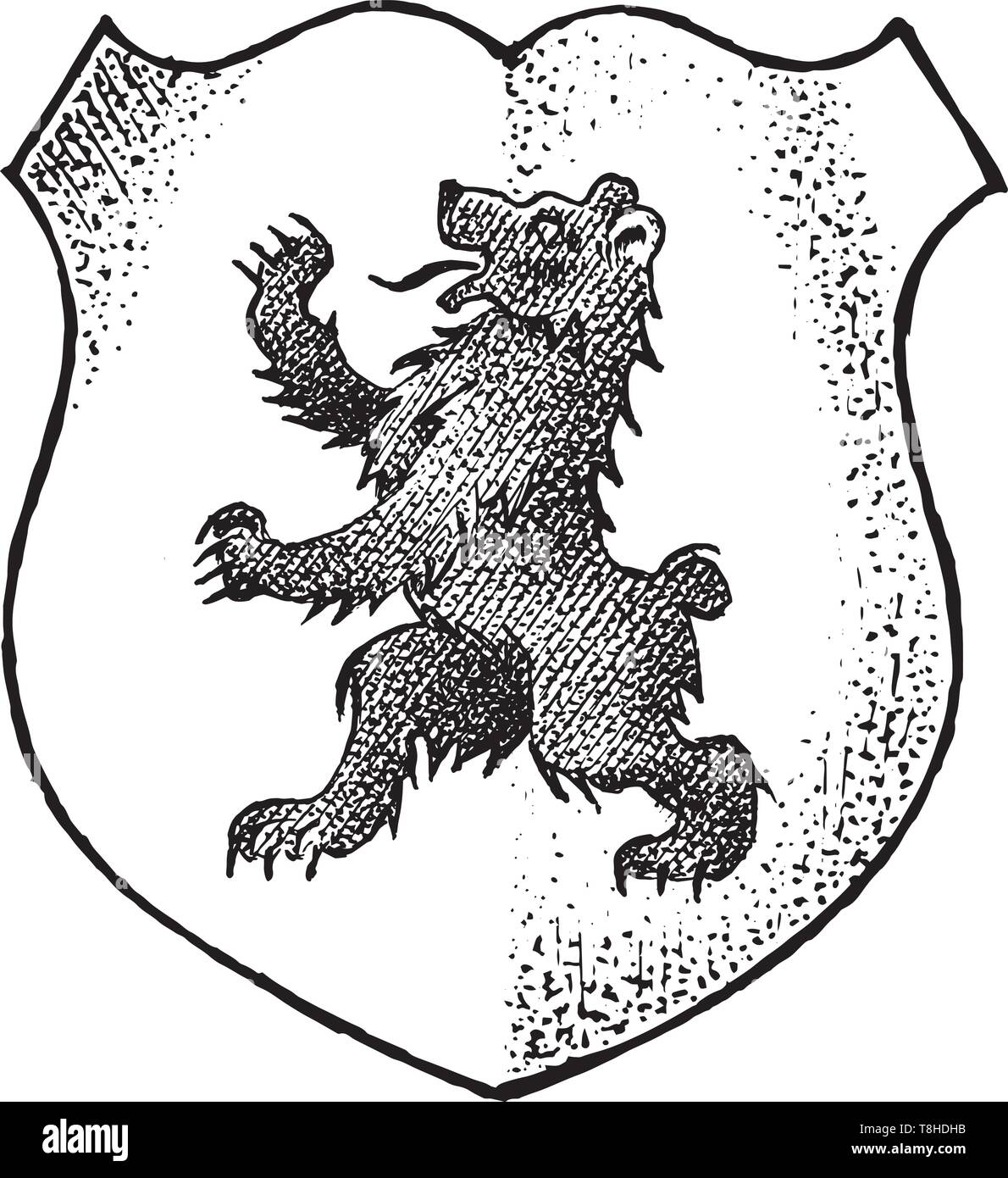 Tier für Heraldik im Vintage Style. Gravierte Wappen tragen. Mittelalterliche Embleme und das Logo der Fantasy Königreich. Stock Vektor