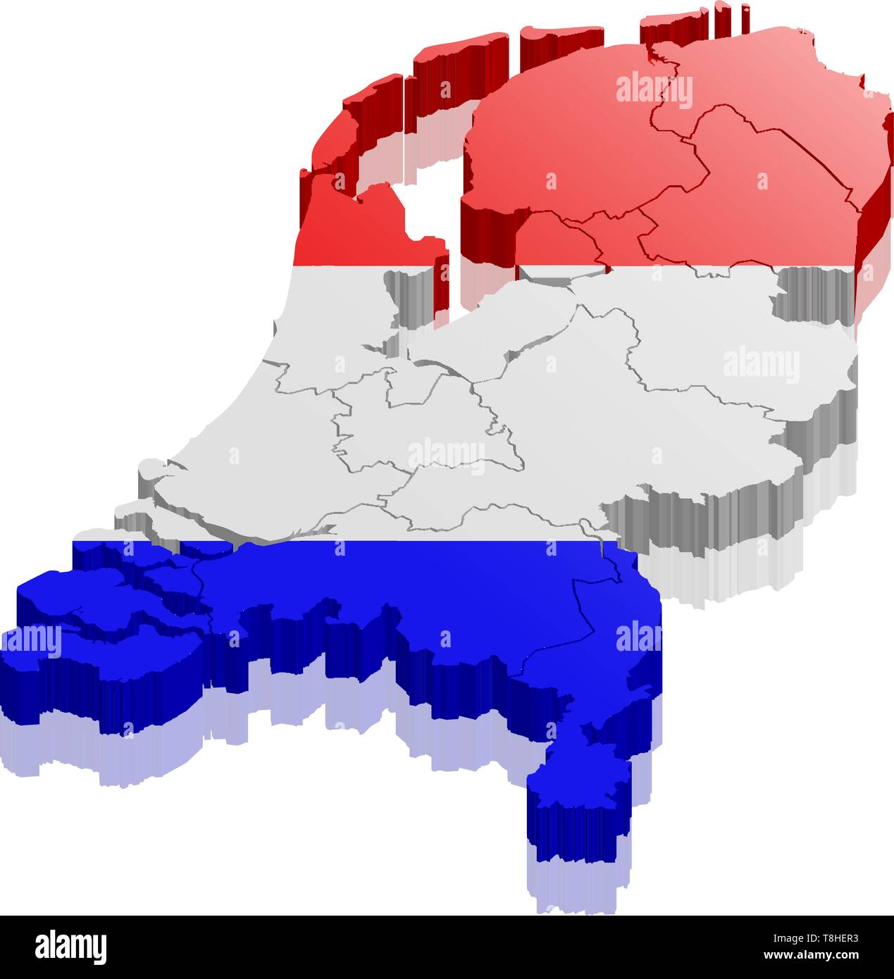 Niederlande Karte 3d Stock Vektor