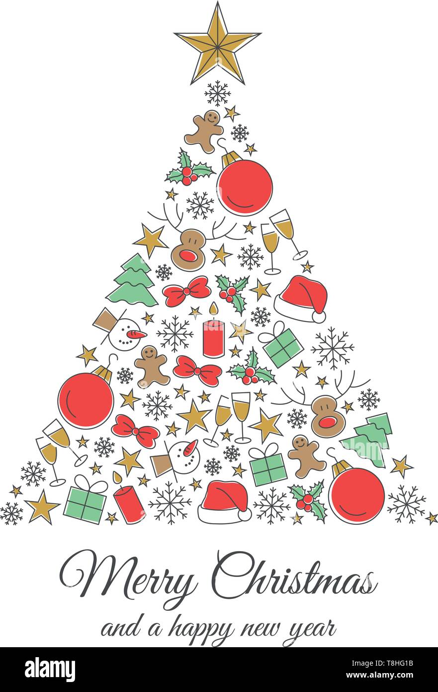 Weihnachtsbaum Symbole Hintergrund Stock Vektor