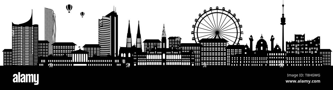 Vienna Skyline Silhouette Stock Vektor