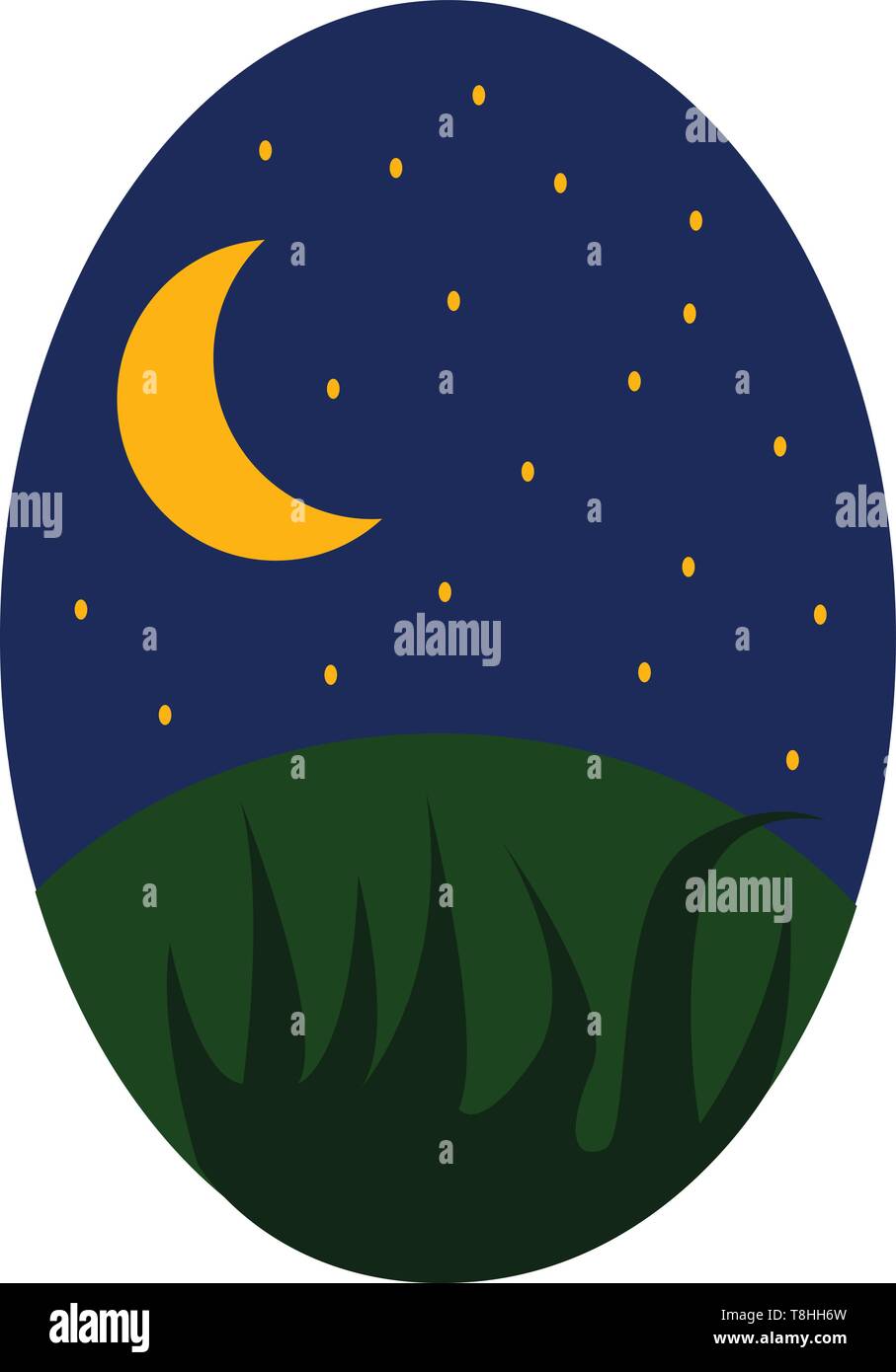 Eine Abbildung der Nachthimmel mit dem Halbmond und Sterne, Vector, Farbe, Zeichnung oder Abbildung. Stock Vektor
