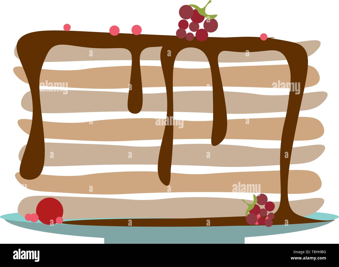 Ein Stapel von leckeren Pfannkuchen mit Sirup tropfte von oben, Vector, Farbe, Zeichnung oder Abbildung. Stock Vektor