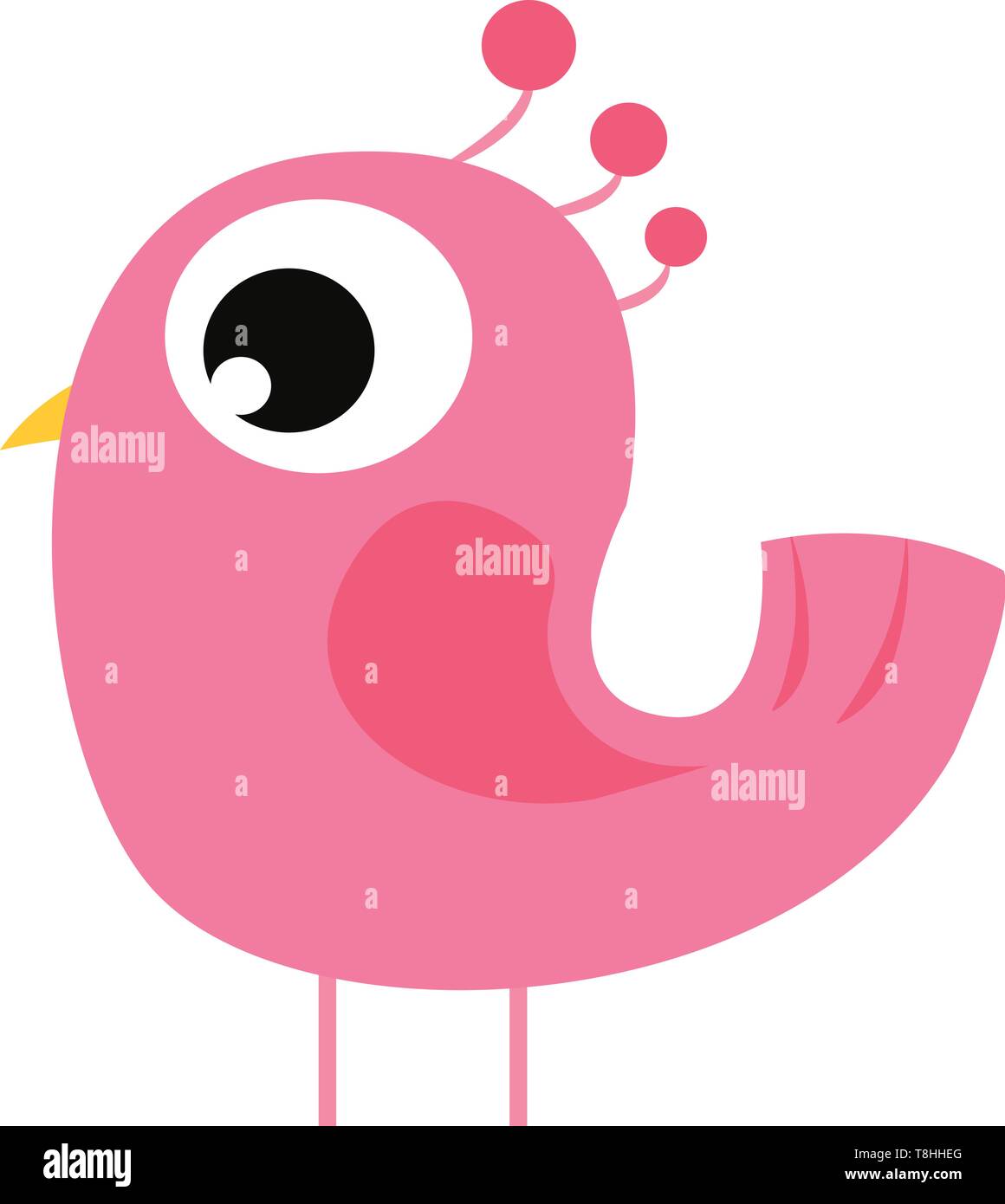 Ein rosa Vogel mit großen Augen und einem kleinen gelben Schnabel, Vector, Farbe, Zeichnung oder Abbildung. Stock Vektor