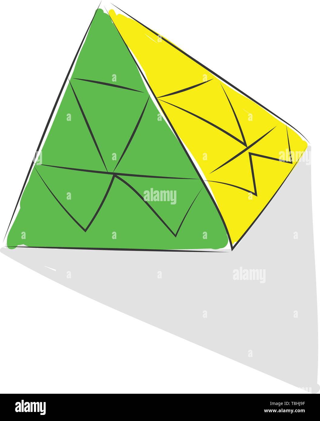 Ein grün und gelb Puzzle Pyramide, Vector, Farbe, Zeichnung oder Abbildung. Stock Vektor