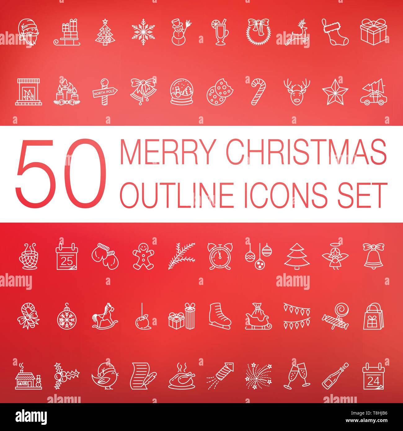 Weihnachts-Gliederung-Icons set Stock Vektor