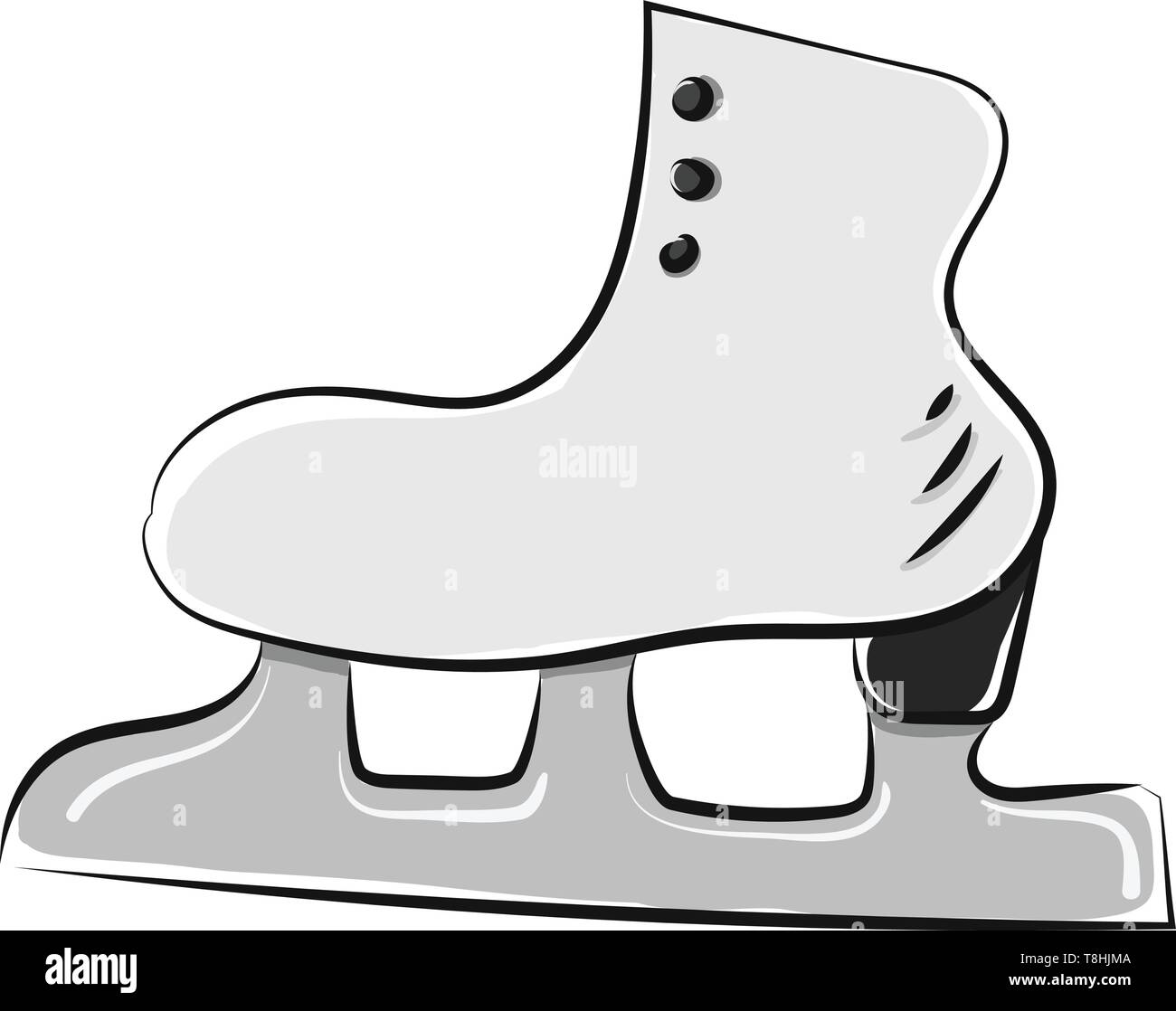 Eine einzelne weiße Schlittschuh mit Silver Blade, Vector, Farbe, Zeichnung oder Abbildung. Stock Vektor