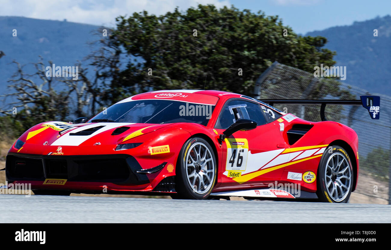 Ft. 11. Mai, 2019. Usa #46 Martin Burrowes von Ferrari von Ft. Lauderdale auf Rahal Gerade während der Ferrari Challenge Rennen 1 P/P - morgens bei Weathertech Raceway Laguna Seca in Monterey CA Thurman James/CSM/Alamy leben Nachrichten Stockfoto