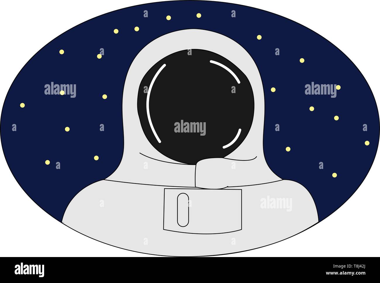 Ein kosmonaut voll in dunklen und offenen Himmel voller Sterne, Vector, Farbe, Zeichnung oder Abbildung gekleidet. Stock Vektor