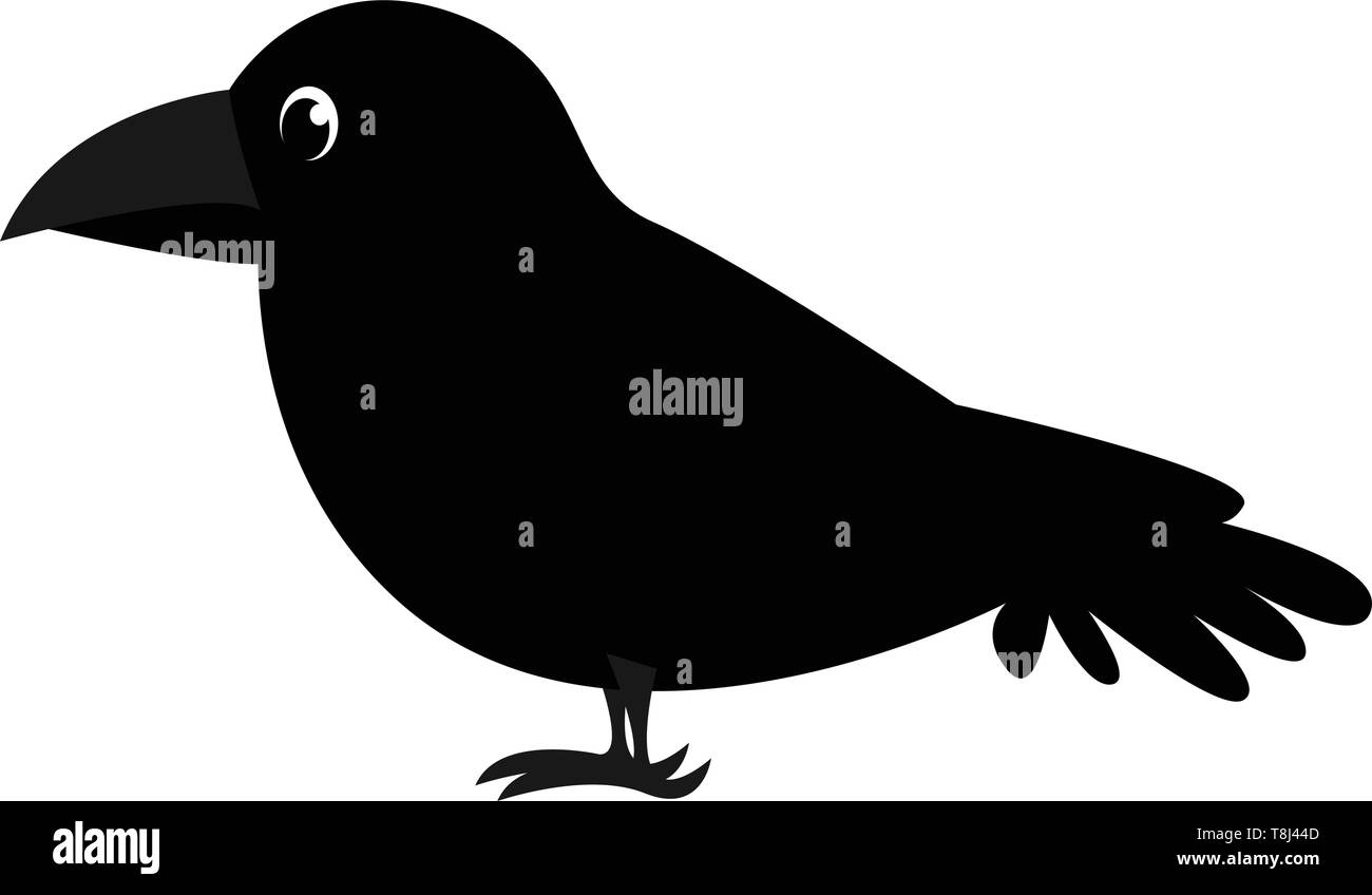 Eine sehr dunkle schwarze Krähe, der ist dick und Klein, Vector, Farbe, Zeichnung oder Abbildung. Stock Vektor