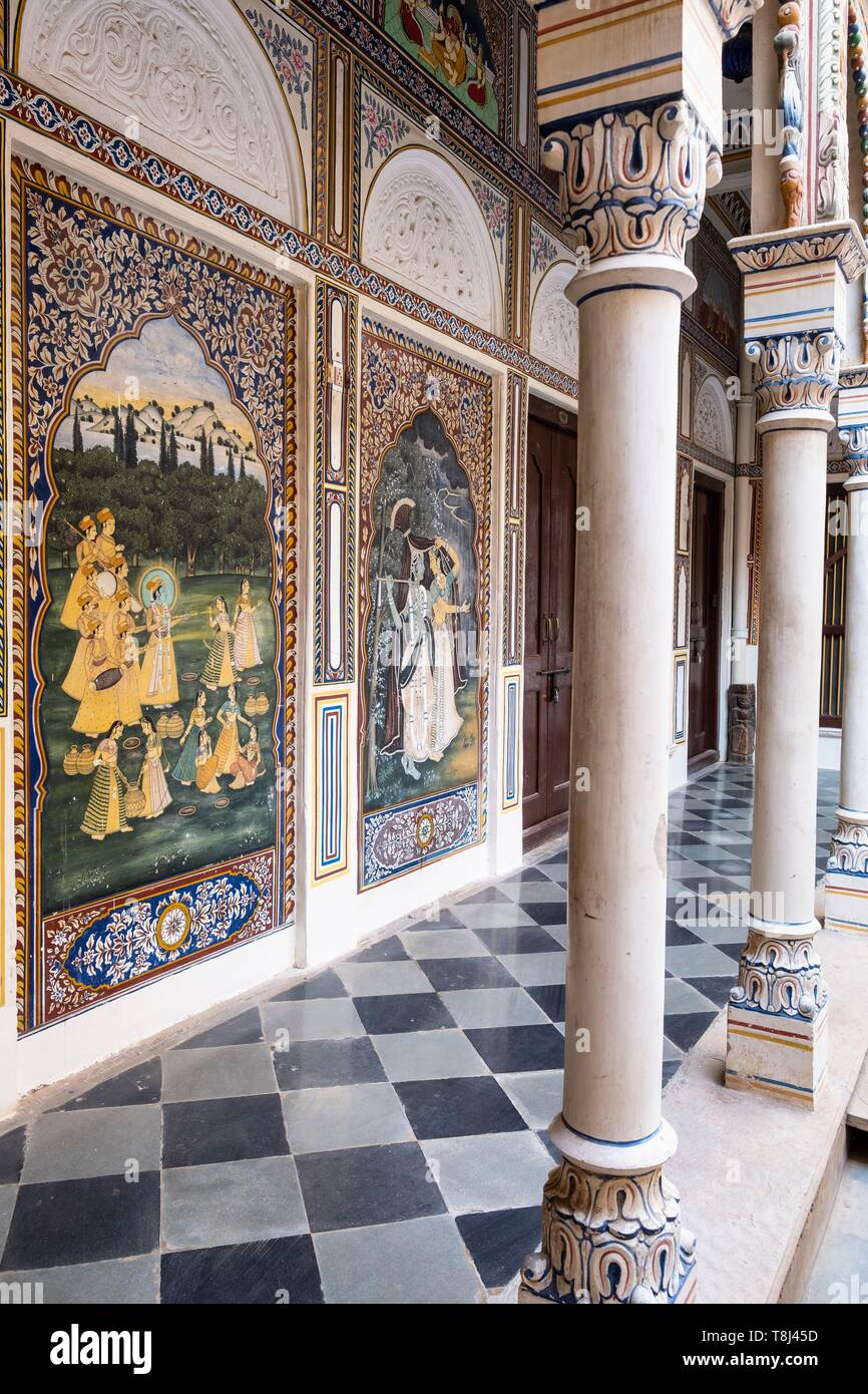 Indien, Rajasthan, Shekhawati Region, Mandawa, Heritage Mandawa Hotel Stockfoto