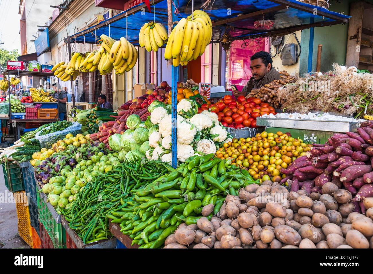 Indien, Rajasthan, Shekhawati Region, Mandawa, Market Street Stockfoto