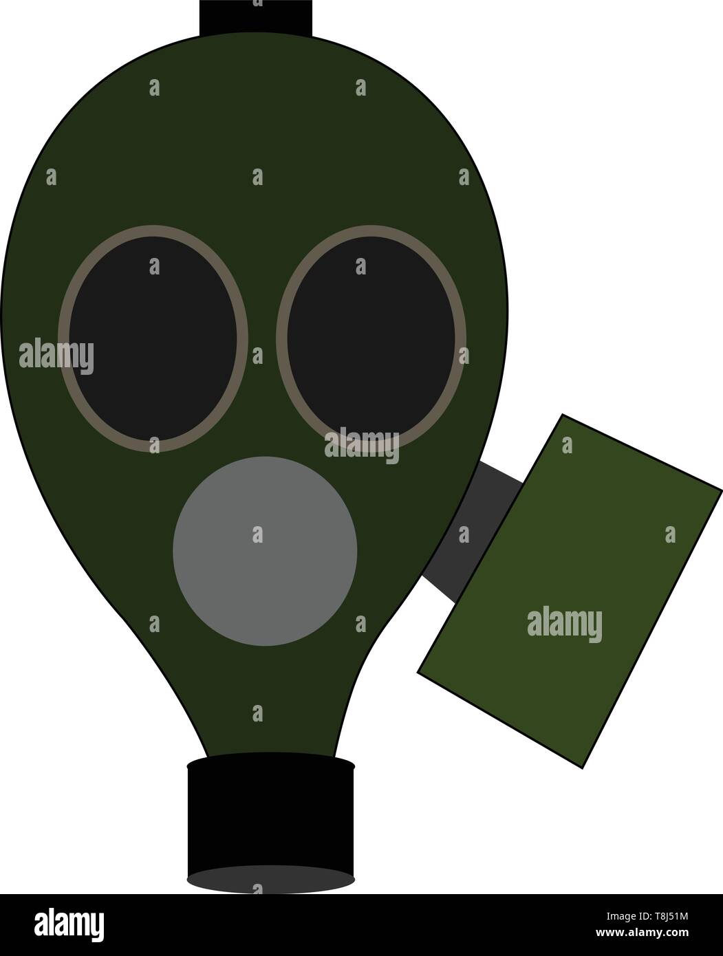Eine Große Gas Masker in grüner Farbe, die die Teilfläche vollständig abzudecken, Vector, Farbe, Zeichnung oder Abbildung. Stock Vektor